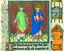 Св. Корнелий и сщмч. Киприан Карфагенский. Миниатюра из Часослова Катарины Клевской (NY Morgan. M917. Fol. 247)