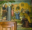 Казнь архиеп. Киприана. Роспись галереи верхнего двора Киккского мон-ря. Художники М. и Г. Морошаны. 1989 г.