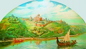 Ансамбль Киево-Печерского монастыря в XI–XII вв. Реконструкция В. И. Масика, А. В. Масика. Панно. 1974–1975 гг. (НКПИКЗ)
