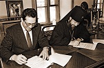 Подписание совместного коммюнике между РПЦ и Минздравом СССР. Свято-Данилов мон-рь, Москва. Февр. 1990 г. 