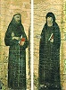 Католические святые Франциск Ассизский и Клара Ассизская. Фрагменты политиха «Мадонна со святыми». Худож. Джованни да Римини. (Городская пинакотека, Фаэнца)