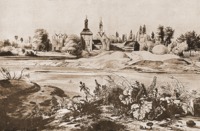 Клопский Михайловский во имя Св. Троицы мон-рь. Рисунок Н. Витсена. 1664–1665 гг. (Австрийская Национальная б-ка)