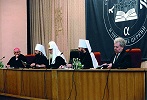 Патриарх Кирилл на международной богословской конференции \"Современная библеистика и Предание Церкви\". Москва. 26 нояб. 2013 г.