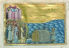 Чудо с отроком. Миниатюра из Минология Василия II. 1-я четв. XI в. (Vat. gr. 1613. P. 204)