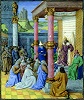 Кир II Великий разрешает евреям восстанавливать Иерусалимский храм. Миниатюра из кн.:  Les Antiquités judaiques (Paris. fr. 247. Fol. 230v). Мастер Ж. Фуке. Ок. 1470–1475 гг.