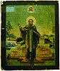 Прп. Кирилл Новоезерский, с видом мон-ря. Икона. Посл. четв. XVIII в. (ВГИАХМЗ)