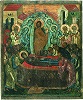 Успение Богоматери. Икона 1-я четв. XV в. (КБМЗ)
