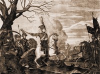 Победа над франц. отрядом при Колоцком мон-ре. 1812 г. Гравюра Федорова по рис. Д. Скотта. 1814 г.