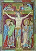 Распятие. Миниатюра из лекционария аббатства Клюни. Ок. 1100 г.  (Paris. Nouv. acq. lat. 2246. Fol. 42v)