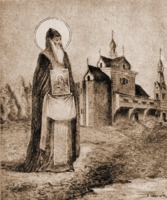 Прп. Никодим, Кожеезерский чудотворец. Литография. 1896 г. (ГПИБ)