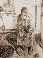 Старец Апостолос с сетями. Рисунок. 1923 г. (коллекция О. Иоанну)