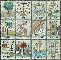 Символическое изображение колен Израилевых. Мозаика в синагоге в Гиват Мордехай (Иерусалим). XX в.