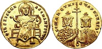 Христос на престоле. Константин VII Багрянородный и Роман I. Монета. Аверс, реверс. Х в.