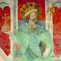 Кор. Сигизмунд I, изображенный как св. Сигизмунд. Роспись ц. Св. Троицы в Констанце. XV в.