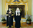 Патриарх Московский и всея Руси Кирилл и Феодор II, Патриарх Коптской Церкви, во время визита в Москву. Фотография. 29 окт. 2014 г.