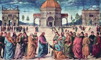 Иисус Христос вручает ключи ап. Петру. Роспись Сикстинской капеллы в Ватикане. 1481–1482 гг. Худож. Пьетро Перуджино
