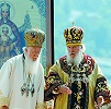 Патриарх Константинопольский Варфоломей и патриарх Московский и всея Руси Алексий II на Ассамблее в честь 2000-летия рождества св. ап. Павла в Стамбуле 10 окт. 2008 г.