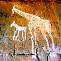 Фрагменты наскальной живописи в горном - массиве Тадрат-Акакус. II тыс. до Р. Х.