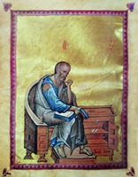 Ап. Лука. Миниатюра из Четвероевангелия. Ок. 1300 г. (Paul Getty Museum. 65. Fol. 248v)