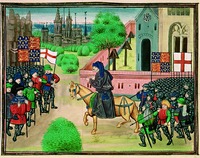 Джон Болл среди повстанцев в 1381 г. Миниатюра из «Хроники» Жана Фруассара. Ок. 1470 г. (Brit. Lib. Royal 18E. Fol. 165v)