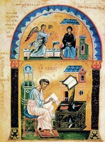 Заглавная страница Евангелия от Луки. XII в. (Bodl. Auct. T. infra. 1.10. Fol. 118)
