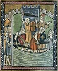 Взятие Антиохии крестоносцами в 1097 г. Миниатюра из «Истории деяний в заморских землях» Вильгельма Тирского. Ок. 1287 г. (Boulogne-sur-Mer. Bibl. municip. 142. Fol. 49v)