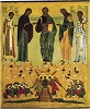 Деисус. Происхождение Честных Древ Креста Господня. Икона. 1-я четв. XVI в. (ЯХМ)