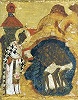 Крещение язычников. Фрагмент иконы «Свт. Климент еп Римский, с житием». Сер. XVI в. (АМИИ)