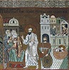 Ап. Павел в Дамаске (проповедь, бегство). Мозаика юж. нефа Палатинской капеллы в Палермо. 1146–1151 гг.
