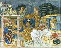 Исцеление сирийского военачальника Неемана прор. Елисеем. Роспись ц. прор. Илии в Ярославле. 60-е гг. XVII в. Мастер Гурий Никитин