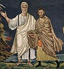 Ап. Петр и св. бессребреник Дамиан (?). Мозаика апсиды базилики Санти-Козма-э-Дамиано в Риме. V–VI вв.