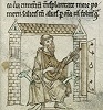Св. Коэмген. Миниатюра из ркп. соч. Гиральда Камбрийского «Описание Ирландии» (Brit. Lib. Royal 13 B VIII. Fol. 20r). Кон. XII — 1-я четв. XIII в.