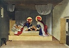 Св. бессребреники Косма и Дамиан исцеляют ногу клирика. Фрагмент Алтаря св. Марка. 1438–1440 гг. Худож. Фра Анджелико (Старая пинакотека, Мюнхен)