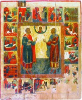 Св. бессребреники Косма и Дамиан, с житием. Икона. Сер. XVII в. (КГОИАМЗ)