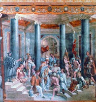 Крещение Константина Великого. 1520–1524 гг. Худож. Рафаэль. Роспись зала Константина в Ватикане