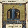 Сщмч. Корнилий Сотник. Миниатюра из Минология. Кон. XI в. (Lond. Brit. Lib. Add. 11870. Fol. 108r)