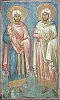 Св. бессребреники Косма и Дамиан Аравийские. Роспись ц. Христа Пантократора мон-ря Дечаны (Косово и Метохия). 1338–1348 гг.
