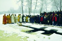 Чин освящения воды на праздник Богоявления (Николо-Сольбинский мон-рь, Ярославская обл.). Фотография. 2008 г.