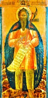 Блж. Лаврентий Калужский. Икона. 3-я четв. XVII в. (ц. вмч. Георгия, «что за верхом», Калуга)