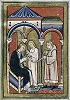 Исцеление мон. Эльфледы. Миниатюра из Жития св. Кутберта. Посл. четв. XII в. (Lond. Brit. Lib. Yates Thompson. 26. Fol. 48v)