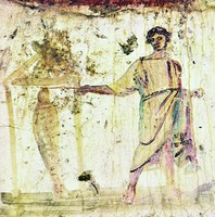 Воскрешение прав. Лазаря. Роспись катакомб святых Петра и Марцеллина в Риме. IV в.