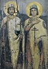 Св. князья Борис и Глеб. Фрагмент иконы. 1908 г. Иконописная мастерская, Борисовка (ц. арх. Михаила в Борисовке)