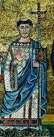 Архидиак. сщмч. Лаврентий. Мозаика конхи в ц. Санта-Мария-ин-Трастевере в Риме. Ок. 1143 г.