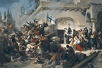 Гибель защитников мон-ря Аркадиу. 70-е гг. XIX в. Худож. Дж. Л. Раттери (Национальная галерея, Афины)