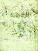 Эскиз к картине «Поклонение волхвов». 1481 г. (Кабинет рисунков, Лувр, Париж)