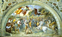 Встреча папы Льва Великого с Аттилой. Роспись станцы д’Элиодоро. 1511-1514 гг. Худож. Рафаэль (Ватикан)