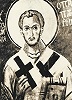 Свт. Лев Великий. Роспись ц. святых Космы и Дамиана в Касторье, Греция. Кон. XII в. 