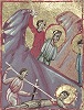 Мученичество Леонтия, Ипатия и Феодула Триполийских. Миниатюра из Минология деспота Димитрия Палеолога. 1322–1340 гг. (Bodl. gr. th. f. 1. Fol. 44r)