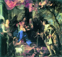 Кор. Людовик IX Святой перед Богоматерью с Младенцем. 1669 г. Худож. К. Коэльо (Прадо, Мадрид)