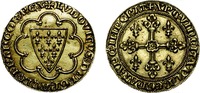 Золотой экю кор. Людовика IX Святого. Аверс, реверс. 1266-1270 (?) гг. (Кабинет медалей Национальной б-ки Франции в Париже)